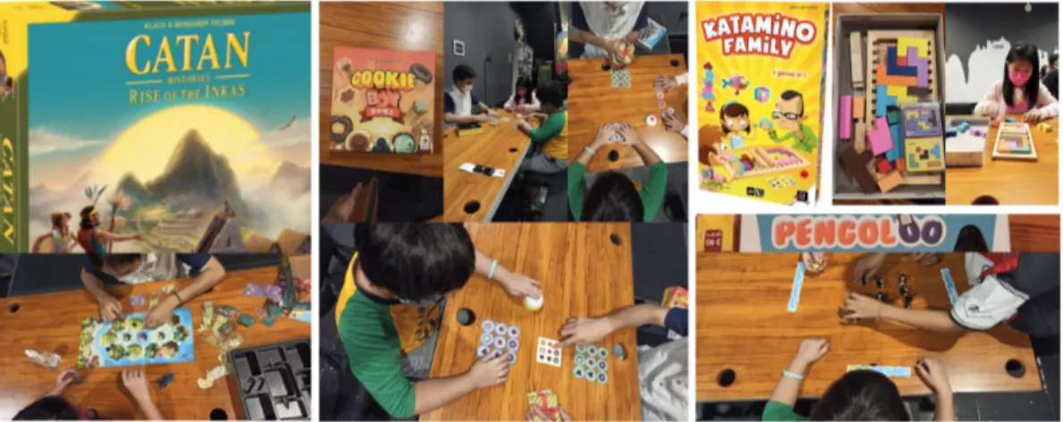 Gambar 5. Uji Coba Permainan Catan, Cookie-Box,  Katamino Family, dan Pengaloo (Peneliti, 2021)
