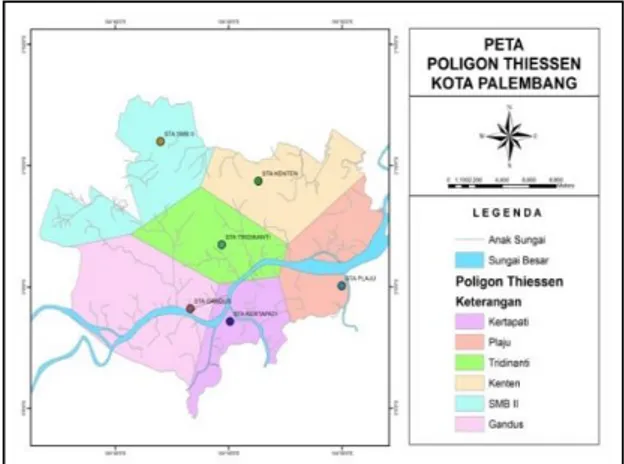 Gambar 2. Peta Poligon Thiessen Kota Palembang 