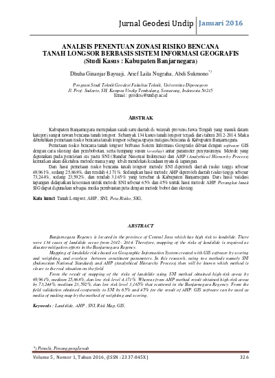 Analisis Penentuan Zonasi Risiko Bencana Tanah Longsor Berbasis Sistem ...