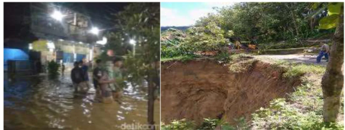 Gambar 1. Banjir dan Tanah Longsor di Indonesia  Sumber: Detik News dan Suara Merdeka, 2020 
