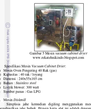 Gambar 5 Mesin  vacuum cabinet dryer 