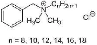 Gambar 2.2. Struktur kimia Benzalkonium klorida (ChemicalBook, 2010). 