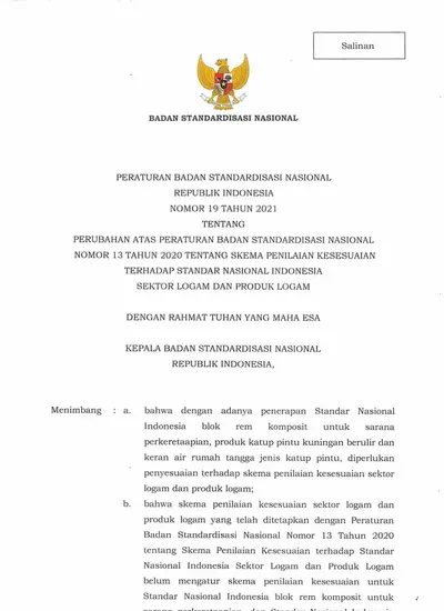 BADAN STANDARDISASI NASIONAL PERATURAN BADAN STANDARDISASI NASIONAL ...