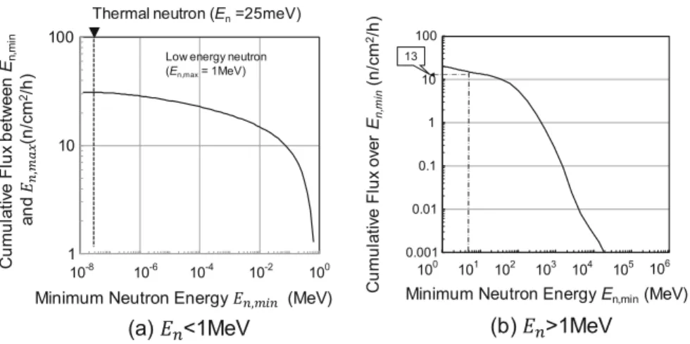 Fig. 3.2 Cumulative neutron flux at the NYC sea level. a Low-energy (&lt;1 MeV) neutrons,