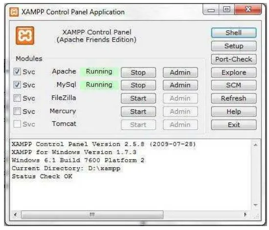 Gambar 2.7 XAMPP Control Panel. 