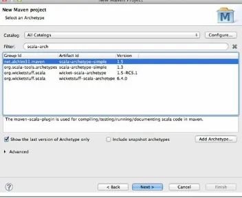 Figure 5: Creating a Scala Maven project on Eclipse