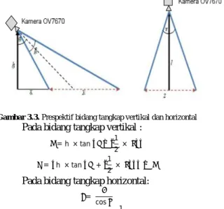 Gambar 3.3. Prespektif bidang tangkap vertikal dan horizontal 