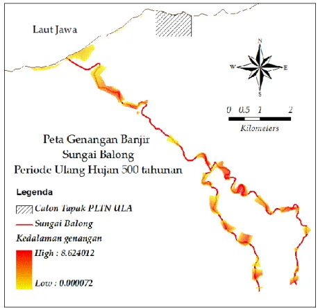 Gambar 5. Peta kedalaman genangan (500 tahun) 