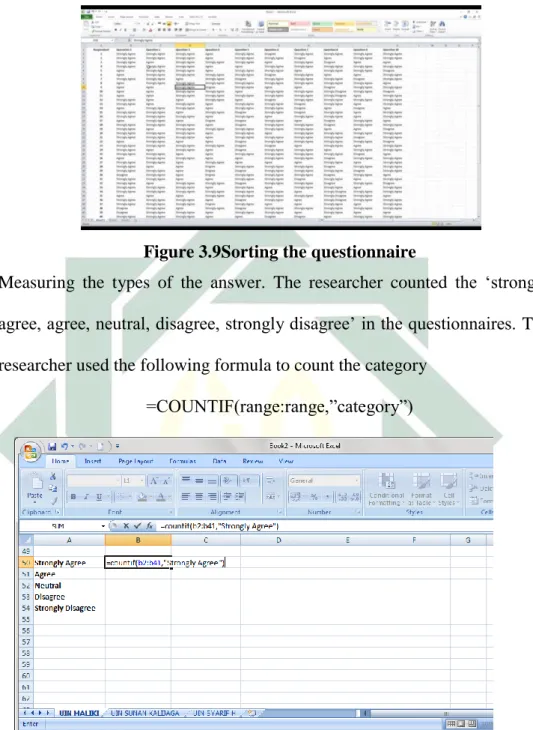 Figure 3.9Sorting the questionnaire 