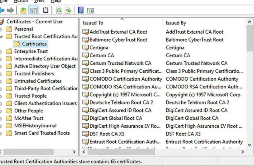 FIGURE 1-12  The Certmgr console