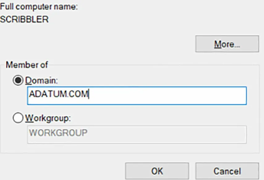 FIGURE 1-14  The Computer Name/Domain Changes dialog box