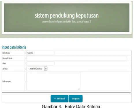 Gambar 5.  Entry Data Bobot 