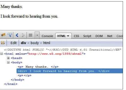 Figure 5.10   The  div area was rendered out of the paragraph by the browser, and the selector can no longer take effect