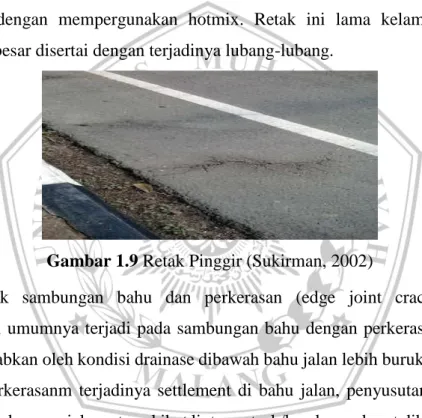 Gambar 1.9 Retak Pinggir (Sukirman, 2002) 