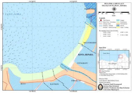 Gambar 6. Peta arah dan pergerakan arus di perairan Teluk Ujungbatu Jepara  Pembahasan 