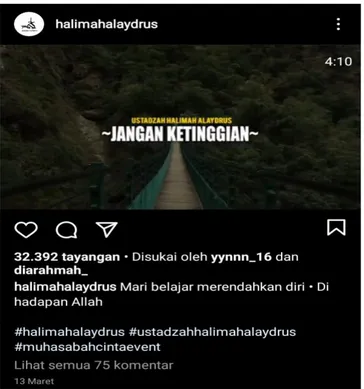 Gambar 4.7 Postingan Video Instagram Ustazah @halimahalaydrus 