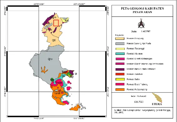 Gambar 2.1 Peta Geologi Kabupaten Pesawaran (modifikasi dari Mangga dkk., 1993). 