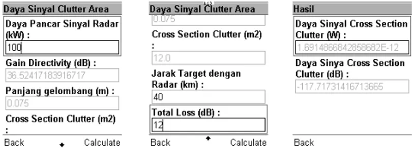 Gambar 14 Tampilan Perhitungan Daya Cross Section dari Area Target 