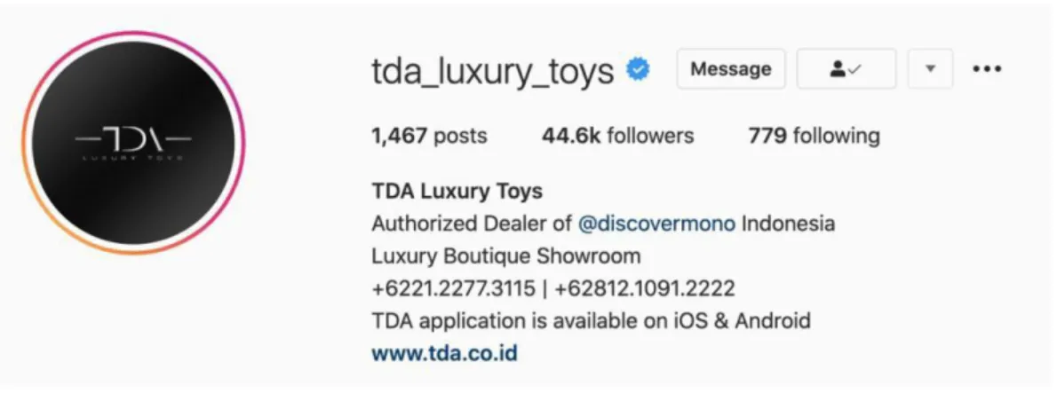 Gambar 1. 2 Instagram @TDA_Luxury_Toys 