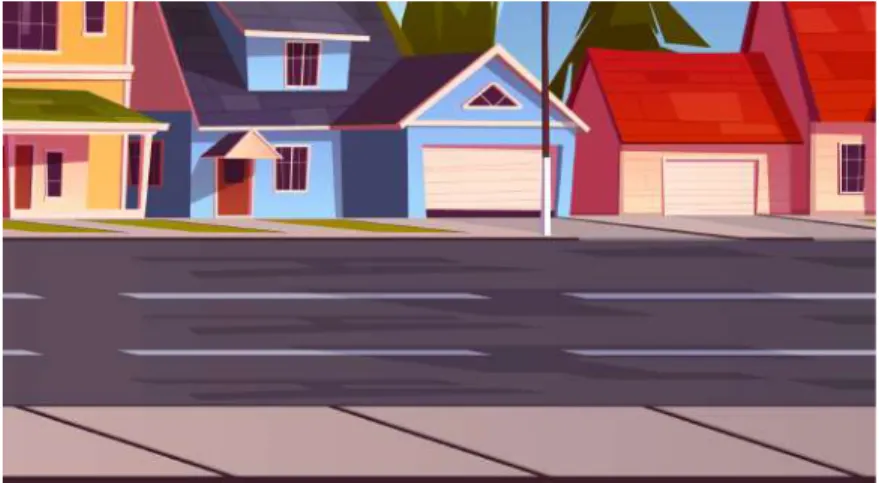 Gambar 3.9. Concept Art Background Rumah dan Jalanan Game “Endless Courier”