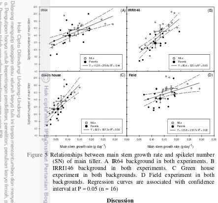 Figure 5 Relationships between main stem growth rate and spikelet number 