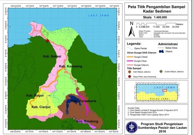 Gambar  (figure)  1.  Lokasi  pengambilan  sampel  TSS  di  Sungai  Citarum  (Location  of  TSS  sampling  point  at 