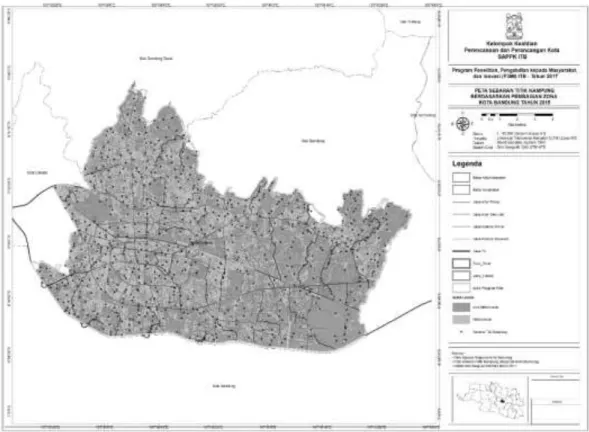 Gambar 8 Peta sebaran kampung kota berdasarkan status kepemilikan lahan  Sumber: Hasil analisis, 2018 