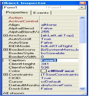 Gambar 2.4. Object Inspector Properties 