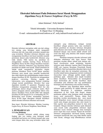 Ekstraksi Informasi Pada Dokumen Surat Masuk Menggunakan Algoritma ...