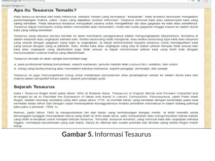 Gambar 5. Informasi Tesaurus
