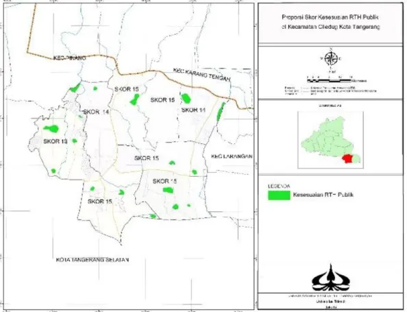 Gambar 2. Peta Kesesuian Proporsi Skor RTH Publik  di Kecamatan Ciledug Kota Tangerang 
