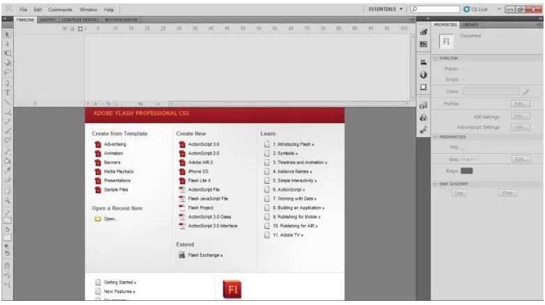 Gambar 2.7 Tampilan Program Adobe Flash CS5 