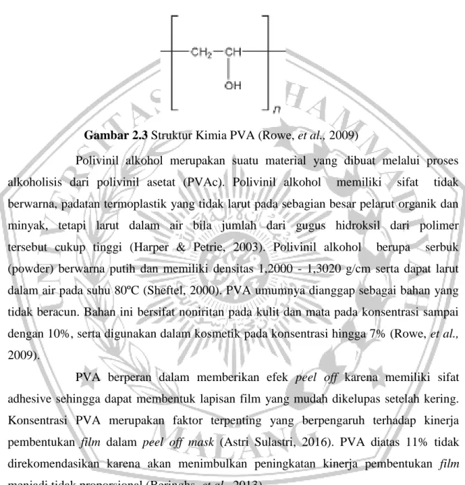 Gambar 2.3 Struktur Kimia PVA (Rowe, et al., 2009) 