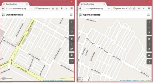 Gambar 1 Peta simulasi 1 &amp; 2 dari Open Street Map  2.  Membuat mobilitas kendaraan 