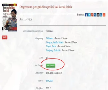 Gambar 7. Hasil modifikasi halaman detil pustaka  pada opac.unila.ac.id 