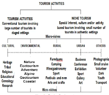 Gambar  1.  Diagram  aktivitas  pariwisata  yang  menunjukkan  pembagian  kategori  wisata  dan  alternative  pengembangannya 
