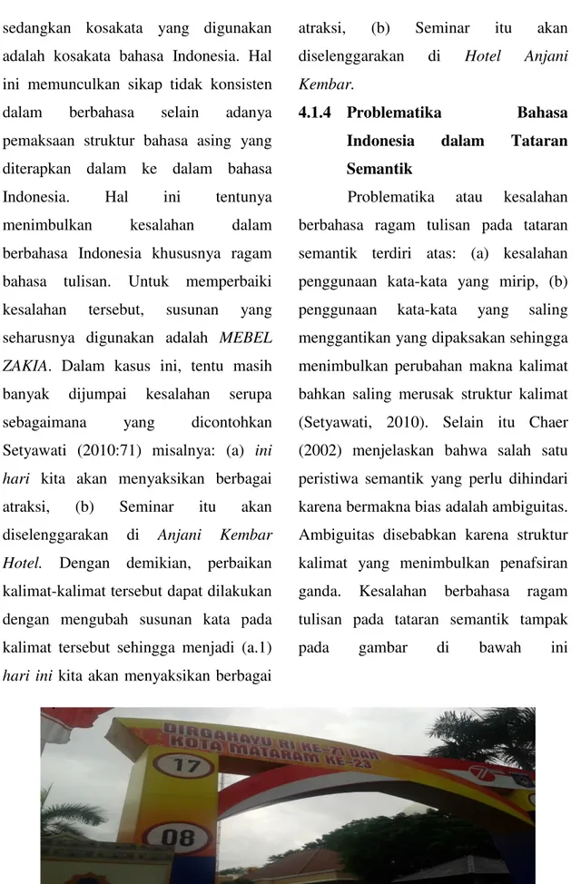 Gambar 7.  Problematika bahasa Indonesia dalam tataran semantik 