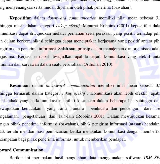 Tabel 5. Hasil Statistik Deskriptif Upward Communication 