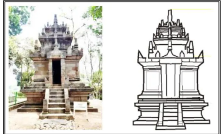 Gambar 16. Gambar Asli dan Miniatur Candi Cangkuang  Jumlah tingkat Stupa (jika stupa puncak tidak dihitung):  
