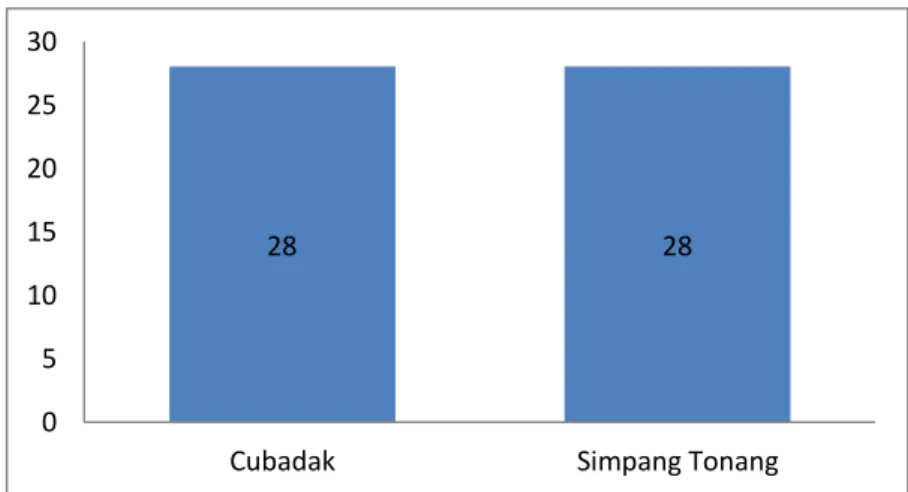 Grafik  5.  Hasil  Skoring  Jumlah  Kepemilikan  Lahan  Pertanian,  Produktivitas  Tanaman  Pangan  di  Kecamatan  Dua  Koto 