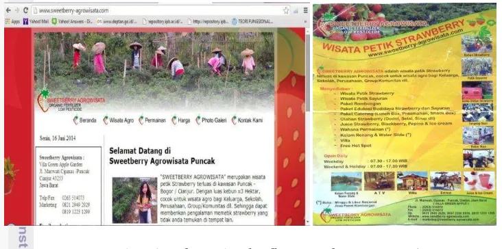 Gambar 5 Website dan leaflet Sweetberry Agrowisata 