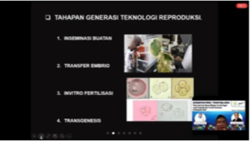 Gambar 3.29. Paparan presentasi mengenai Teknologi Reproduksi dan Kesehatan Ternak Sapi yang disampaikan oleh Prof