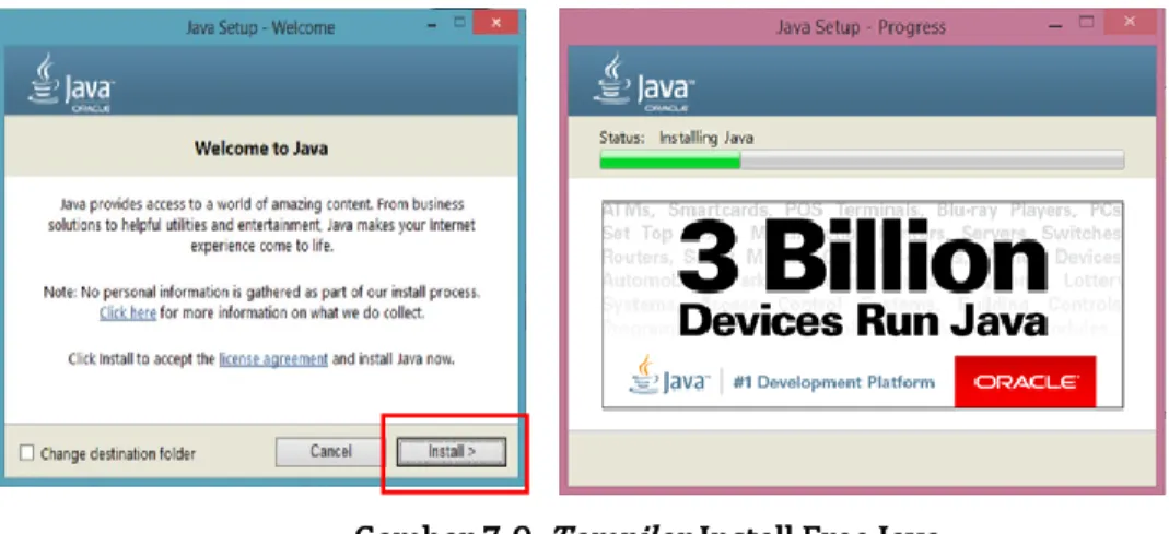 Gambar 7-10.  Tampilan Berhasil  Install Java 