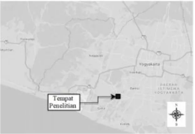 Gambar  1.  Lokasi  tegakan  Jati  Unggul  Nusantara  di  Kecamatan  Panjatan,  Kabupaten  Kulonprogo,  Daerah  Istimewa  Yogyakarta,  Indonesia  (7  °  54'49,3  &#34;S; 