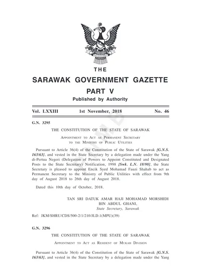 SARAWAK GOVERNMENT GAZETTE