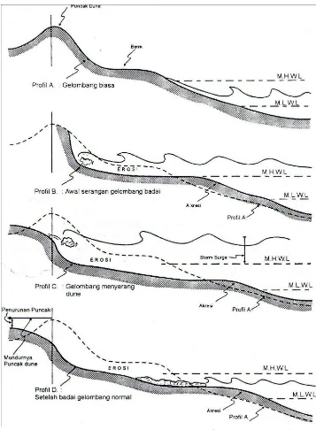 Gambar 2.5 Proses pembentukan pantai (Triadmodjo, 1999) 