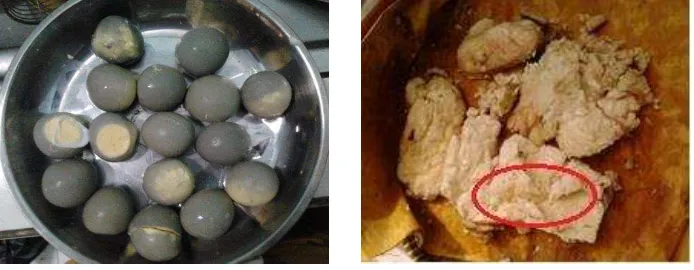 Gambar 5 Kuning telur dan lemak kambing sebagai pakan sumber   kolesterol yang diberikan 