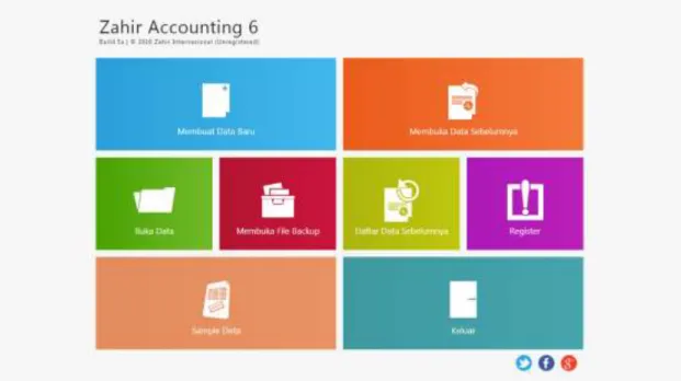 Gambar 3.1 Tampilan Awal Zahir Accounting Versi 6  1.  Pembuatan Laporan Keuangan TPQ 
