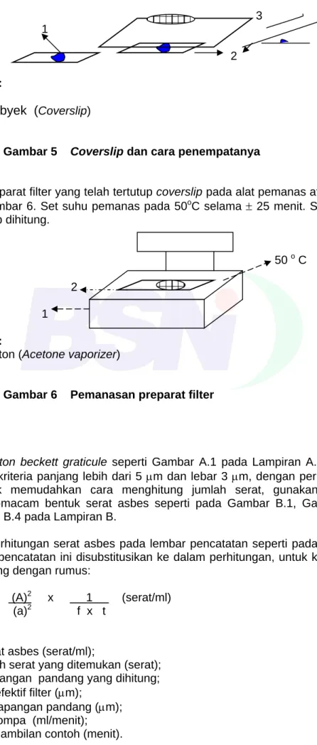 Gambar 6    Pemanasan preparat filter 