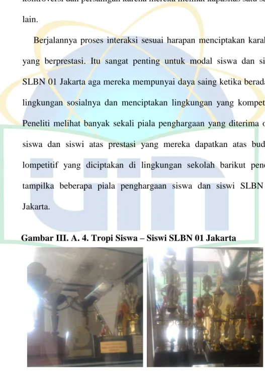 Gambar III. A. 4. Tropi Siswa – Siswi SLBN 01 Jakarta 